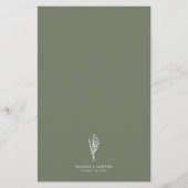 Taupe Green Minimalistisch Floral Bouquet Menu Car (Rückseite)
