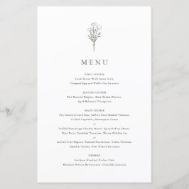 Taupe Green Minimalistisch Floral Bouquet Menu Car
