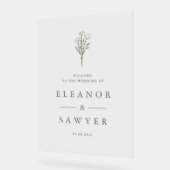 Taupe Green Minimalistisch Floral Bouquet Wedding Acrylschild (Winkel)