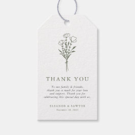 Taupe Green Minimalistisch Floral Bouquet Wedding Geschenkanhänger