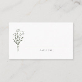 Taupe Green Minimalistisch Floral Bouquet Wedding Platzkarte
