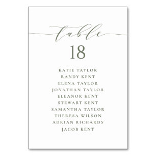 Taupe Green Minimalistisch Script Wedding Plan Tischnummer