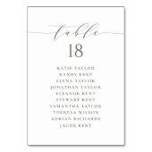 Taupe Green Minimalistisch Script Wedding Plan Tischnummer (Rückseite)