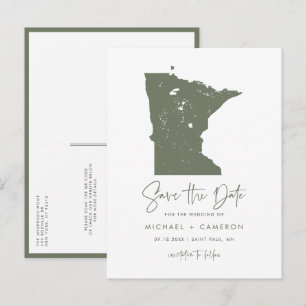 Taupe Green Minnesota Karte QR-Code Save the Date