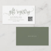 Taupe Green Script Baby Dusche QR Code Registrieru Begleitkarte (Vorne/Hinten)