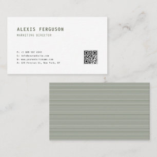 Taupe Green Simple Typografie QR Code Minimalistis Visitenkarte