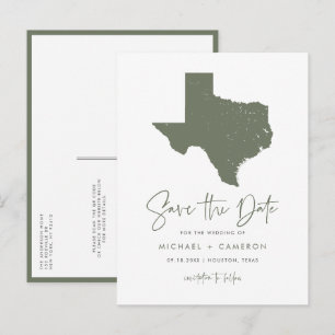 Taupe Green Texas Staat Karte QR-Code Save the Dat