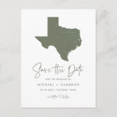 Taupe Green Texas Staat Karte QR-Code Save the Dat (Vorderseite)