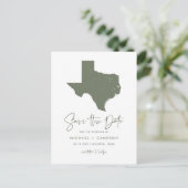 Taupe Green Texas Staat Karte QR-Code Save the Dat (Stehend Vorderseite)