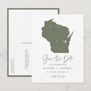 Taupe Green Wisconsin Karte QR-Code Save the Date