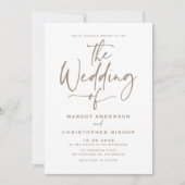 Taupe Hand Lettered Calligrafy Wedding Einladung (Vorderseite)