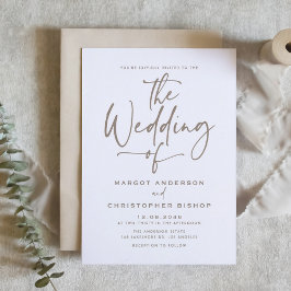 Taupe Hand Lettered Calligrafy Wedding Einladung