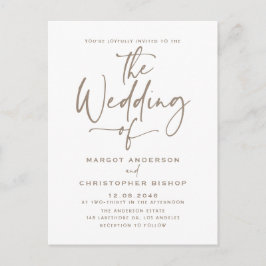 Taupe Hand Lettered Calligraphy Boho Wedding Einladungspostkarte