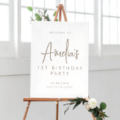Taupe Handgeschriebenes Skript Erste Geburtstag Wi Poster