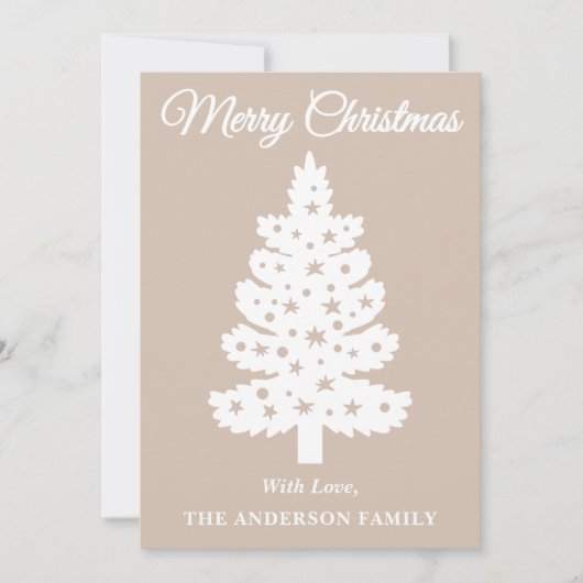Taupe handgeschriebenes Skript Weihnachtsbaum Feiertagskarte (Vorderseite)