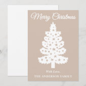 Taupe handgeschriebenes Skript Weihnachtsbaum Feiertagskarte (Vorne/Hinten)