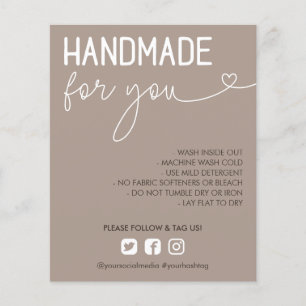 Taupe Handmade for You Wash Instructions Foto Flyer