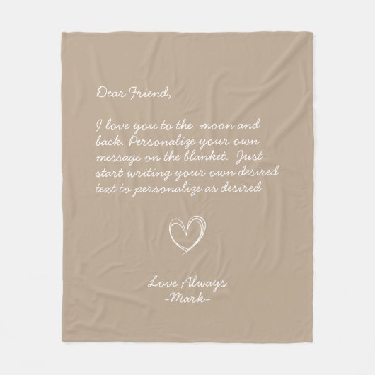 Taupe Handwriting Personalisiert Message Friends Fleecedecke (Vorderseite)