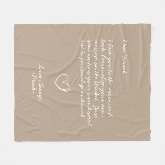 Taupe Handwriting Personalisiert Message Friends Fleecedecke (Vorderseite (Horizontal))