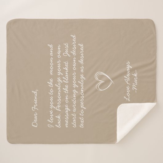 Taupe Handwriting Personalisiert Message Friends Sherpadecke (Vorderseite (Horizontal))