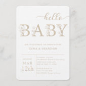 Taupe Hello Baby Wildflower Invitation Einladung (Vorderseite)