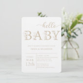 Taupe Hello Baby Wildflower Invitation Einladung (Stehend Vorderseite)