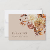 Taupe Herbstlaubs Floral Dankeskarte (Vorderseite)