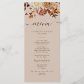 Taupe Herbstlaubs Menu Menükarte (Vorderseite)