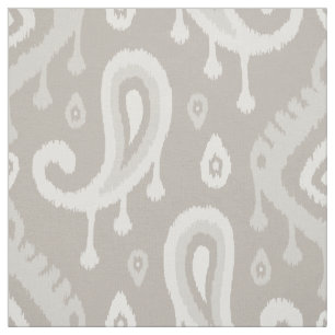 Taupe Ikat Paisley Große Skala Stoff