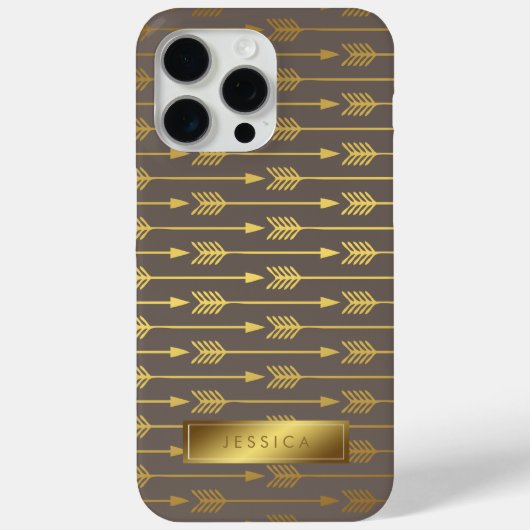 Taupe Imitate Gold Foil Arrows Pattern Case-Mate iPhone Hülle (Rückseite)