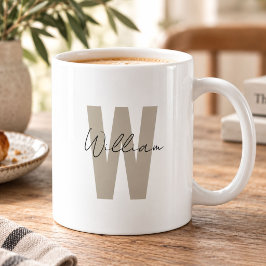 Taupe Initial Letter Minimalistisch Einfaches Indi Kaffeetasse