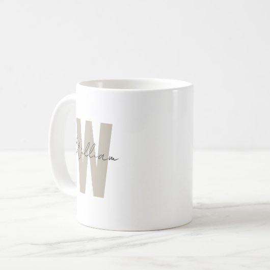 Taupe Initial Letter Minimalistisch Einfaches Indi Kaffeetasse (Vorderseite Links)