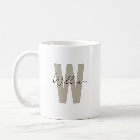 Taupe Initial Letter Minimalistisch Einfaches Indi Kaffeetasse (Links)
