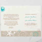 Taupe Ivory Aqua Beach Wedding Bi Fold Program (Vorderseite)