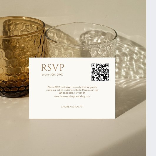 Taupe & Ivory Couple Monogram QR Wedding RSVP