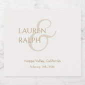 Taupe & Ivory Couple Monogram Schaumweinetikett (Einzelnes Label)