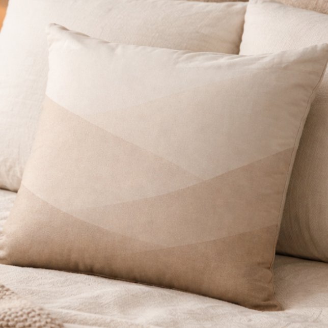 Taupe Ivory Dusk Throw Pillow Kissen (Soft taupe flowing into ivory brings gentle contrast and quiet depth to neutral living spaces)