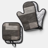 Taupe Jean patch Work Imitate Burlap Ofenhandschuh & Topflappen-Set (Vorderseite/Rückseite)