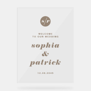 Taupe kühne italienische Typografie Wedding Willko Acrylschild