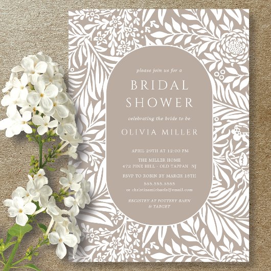 Taupe Leaf Blumendusche Einladung