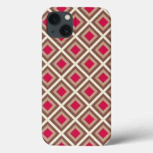 Taupe, leichte Taupe, Hot Pink Ikat Diamonds STayl iPhone 13 Hülle