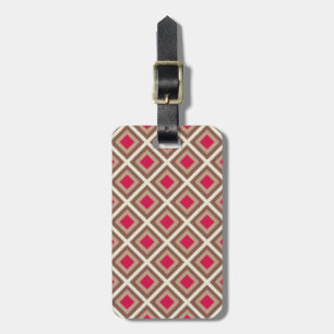 Taupe, leichte Taupe, Hot Pink Ikat Diamonds STayl Gepäckanhänger