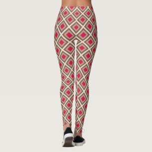 Taupe, leichte Taupe, Hot Pink Ikat Diamonds STayl Leggings