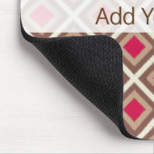 Taupe, leichte Taupe, Hot Pink Ikat Diamonds STayl Mousepad (Ecke)