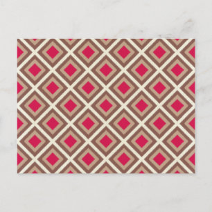 Taupe, leichte Taupe, Hot Pink Ikat Diamonds STayl Postkarte