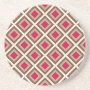 Taupe, leichte Taupe, Hot Pink Ikat Diamonds STayl Sandstein Untersetzer