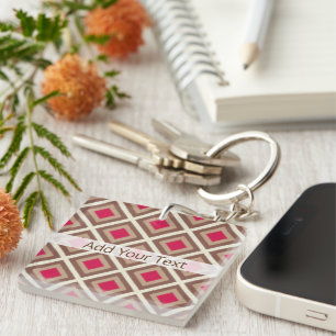 Taupe, leichte Taupe, Hot Pink Ikat Diamonds STayl Schlüsselanhänger
