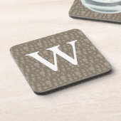 Taupe Light mit individuellem Monogramm Untersetzer (Linke Seite)