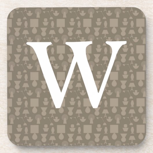 Taupe Light mit individuellem Monogramm Untersetzer (Vorderseite)