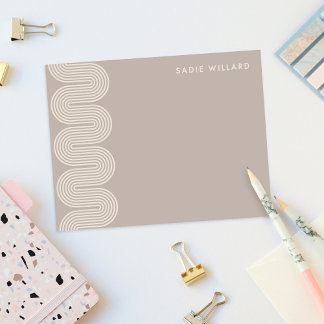 Taupe Lombard Wavy Lines Modern Stationery Card Mitteilungskarte